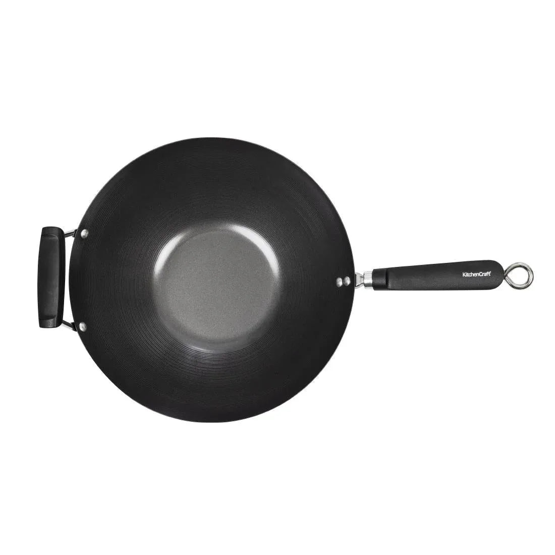 K250 Kitchen Craft Non Stick Flat Base Wok 356mm - JD Catering Equipment Solutions Ltd