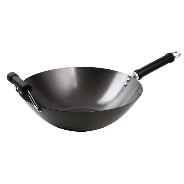 K250 Kitchen Craft Non Stick Flat Base Wok 356mm - JD Catering Equipment Solutions Ltd