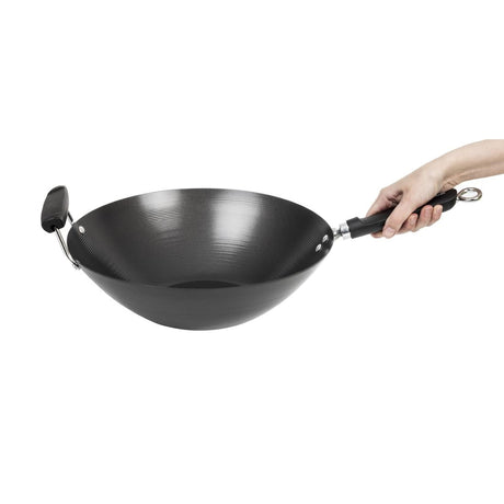 Kitchen Craft Non Stick Flat Base Wok 356mm JD Catering Equipment Solutions Ltd