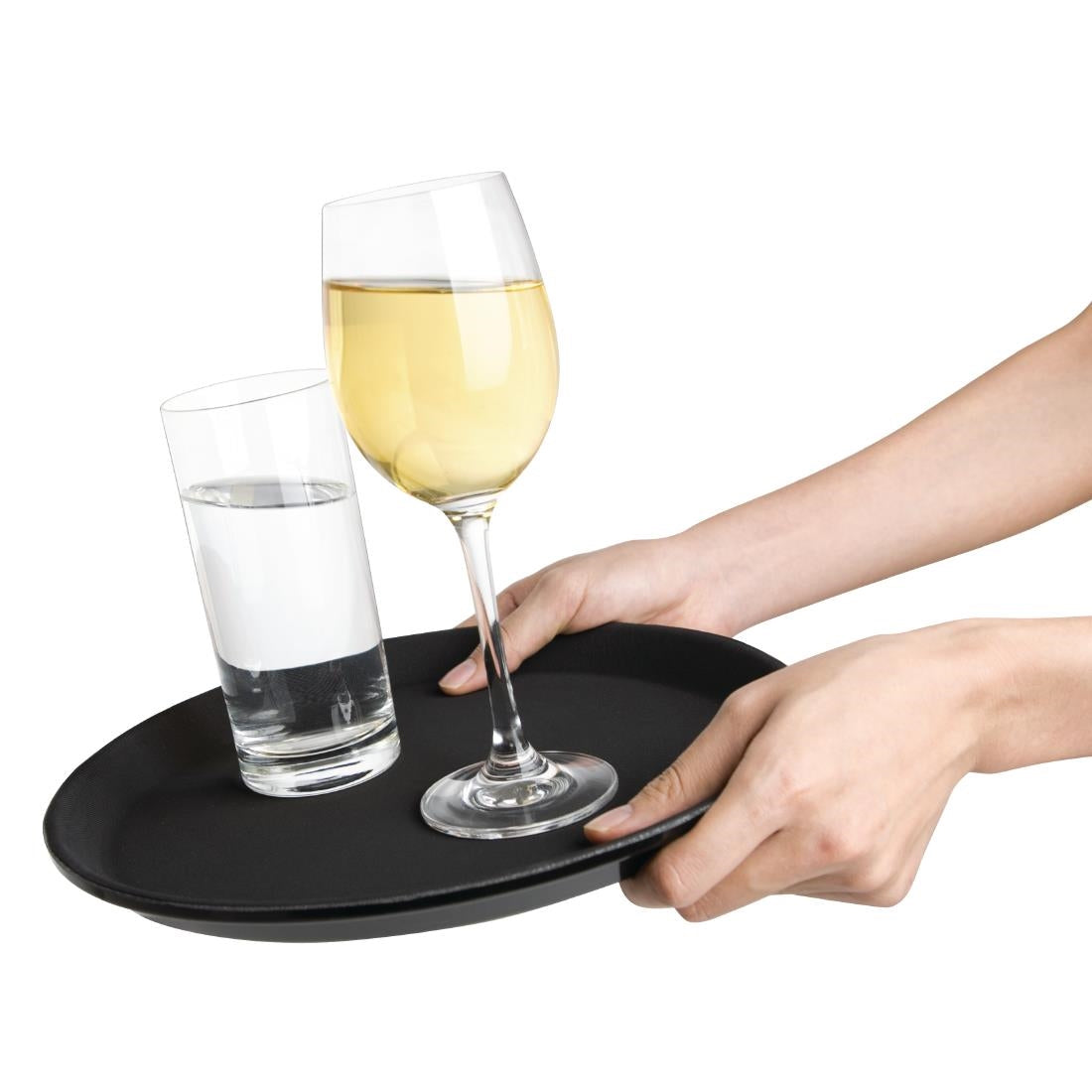 Kristallon Fibreglass Round Non-Slip Tray Black 280mm JD Catering Equipment Solutions Ltd