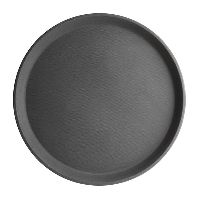 Kristallon Fibreglass Round Non-Slip Tray Black 356mm JD Catering Equipment Solutions Ltd