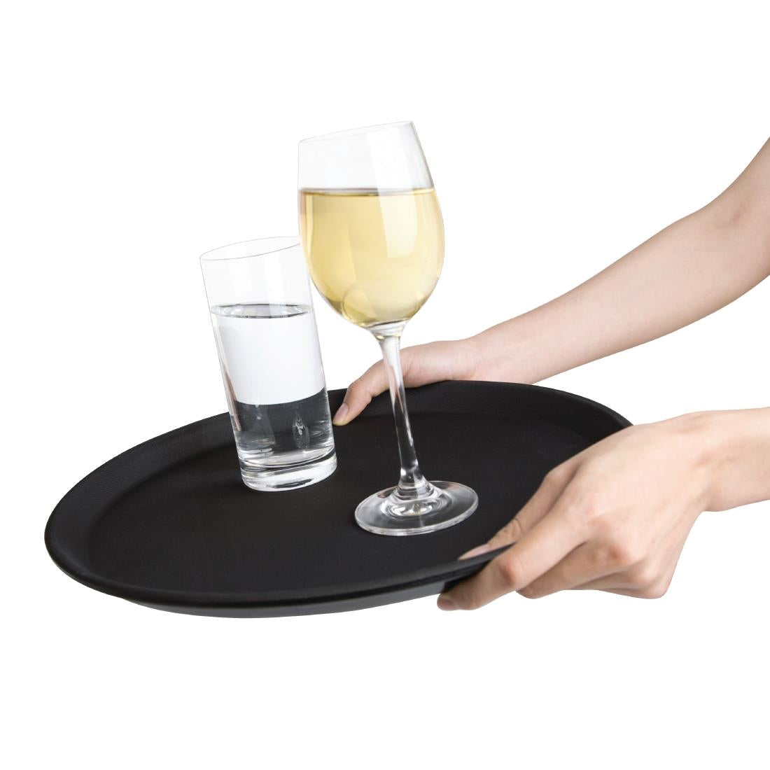 Kristallon Fibreglass Round Non-Slip Tray Black 356mm JD Catering Equipment Solutions Ltd