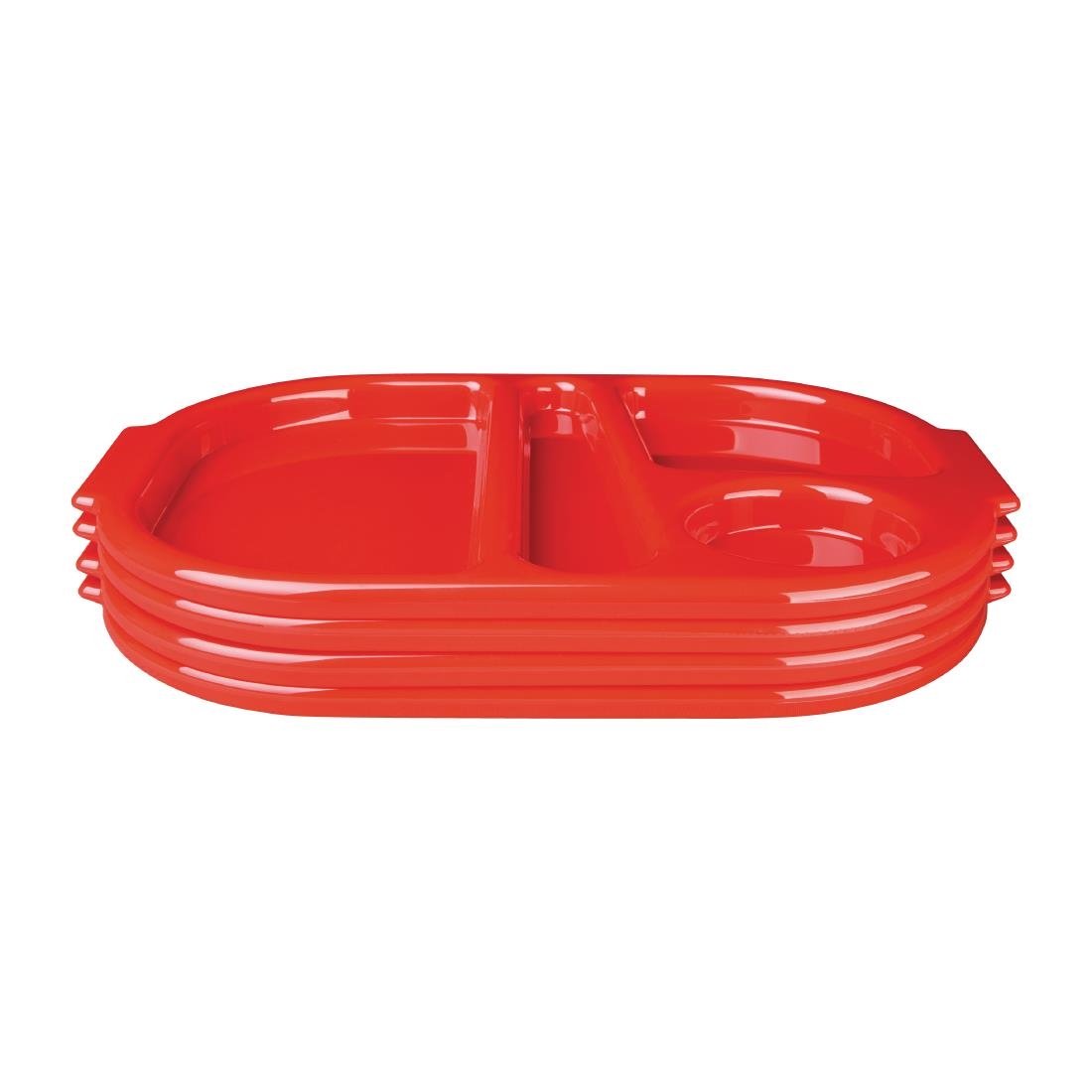 Kristallon Large Polycarbonate Compartment Food Trays Red 375mm JD Catering Equipment Solutions Ltd