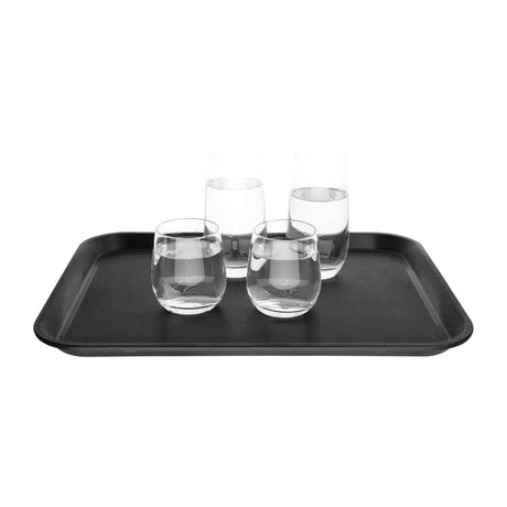 GM239 Kristallon Polypropylene Rectangular Non-Slip Tray Black 458mm - JD Catering Equipment Solutions Ltd