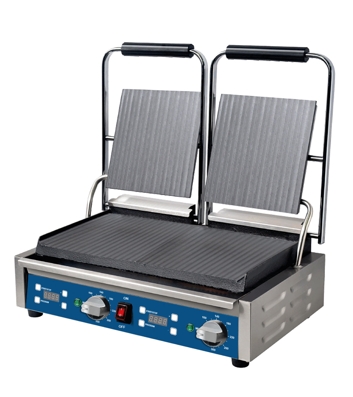 Lincat Lynx Prime - LPPG2RRT - Lynx Prime Electric Counter top Twin Contact Grill Ribbed Plates with Digital Timer – W 540 mm 2.9 Kw