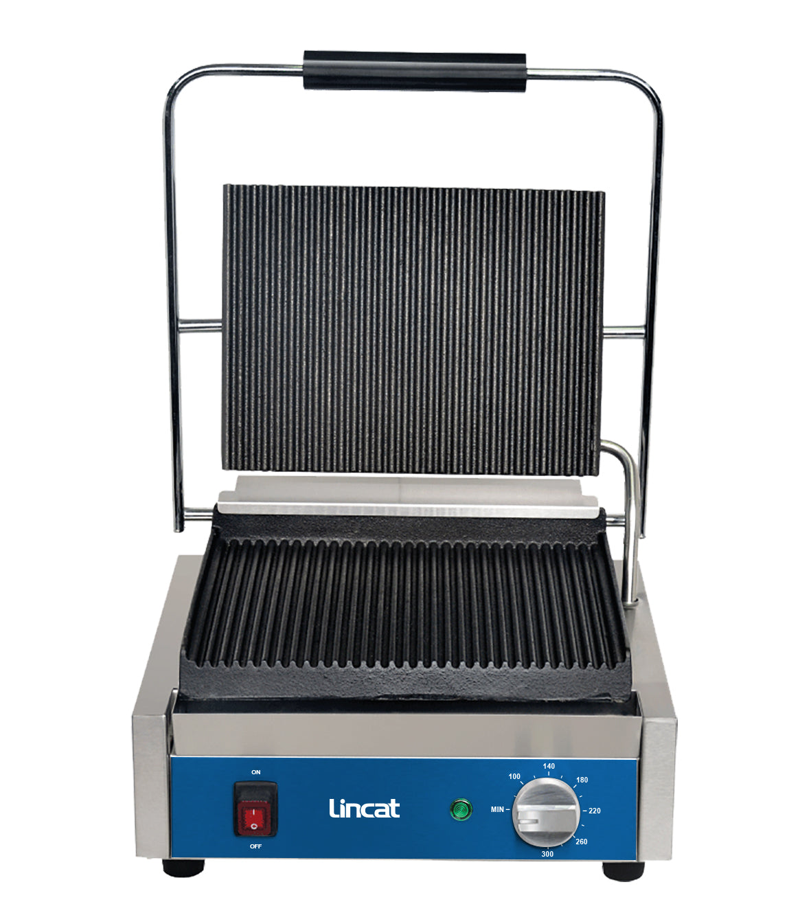 Lincat Lynx Prime - LPPGRR - Lynx Prime Electric Counter top Single Contact Grill Ribbed Plates – W 380 mm 2.2 Kw