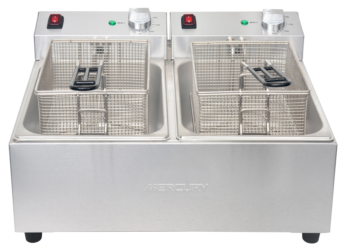 MEF-L5-DA-2 Mercury twin tank countertop electric fryer 2 x 5 litre Tank