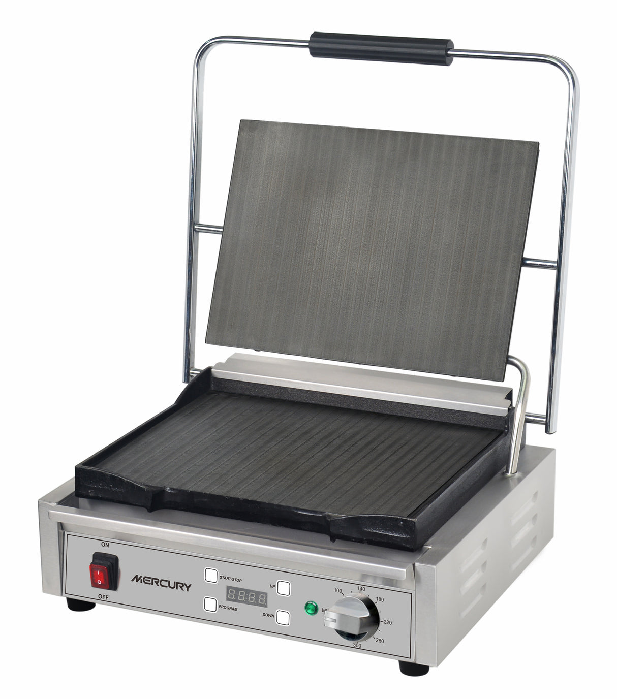 MEP-M-SATFF Mercury single countertop flat grill with digital timer