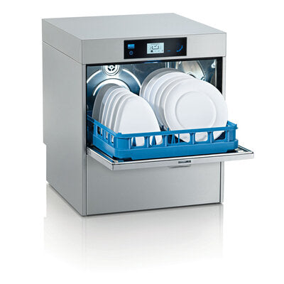 Meiko M-iClean UM+ Front loading glass or dishwasher with increased door height of 435mm 500mm x 500mm basket JD Catering Equipment Solutions Ltd