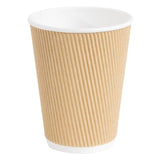 (Pack of 500) Fiesta Disposable Coffee Cups Ripple Wall Kraft 340ml / 12oz GP444 JD Catering Equipment Solutions Ltd