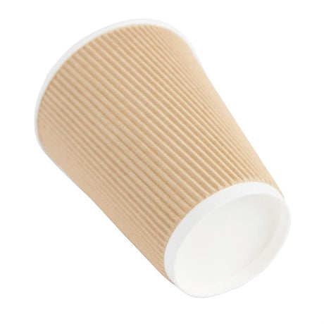 (Pack of 500) Fiesta Disposable Coffee Cups Ripple Wall Kraft 340ml / 12oz GP444 JD Catering Equipment Solutions Ltd