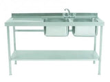 Parry Sink Unit Fully Assembled Double Bowl LH Drainer SINK1560DBL - JD Catering Equipment Solutions Ltd