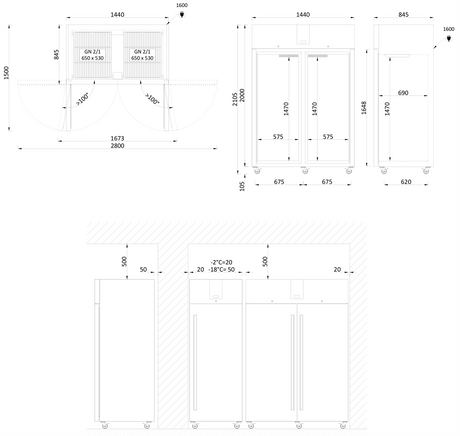 Smeg Professional Refrigeration Upright Double Door Fridge SPR14PDXR