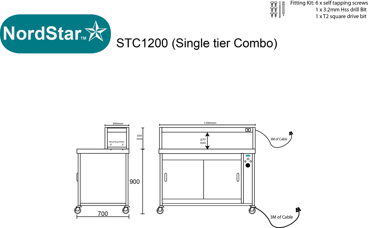 Nordstar Single Tier Gantry Hot Cupboard Combo – 1200mm