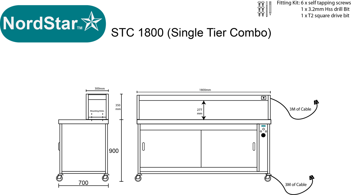 Nordstar Single Tier Gantry and Pass Through Hot Cupboard 1800mm