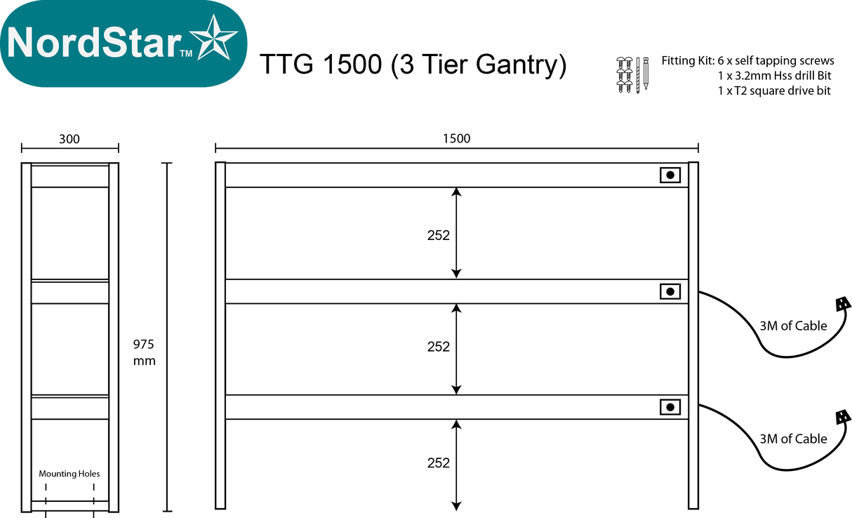 Nordstar TTG1500 Triple Tier Heated Gantry – 1500mm
