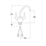 AquaTechnix TX-B-206L LEVER operated faucet TX-B-20 base with 150mm swivel spout. H: 271mm