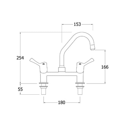 AquaTechnix LEVER operated faucet TX-B-30 base with 150mm swivel spout. H: 254mm TX-B-306L