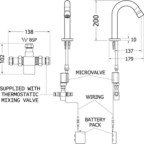 Mechline AquaTechnix TX-i-200-WNT + Thermostatic Mixer