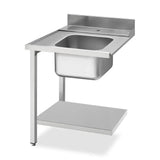 Smeg Professional Dishwash Tabling - Left Side 700mm Entry Table With Sink, 100mm Splashback And Lower Shelf - JD Catering Equipments Ltd