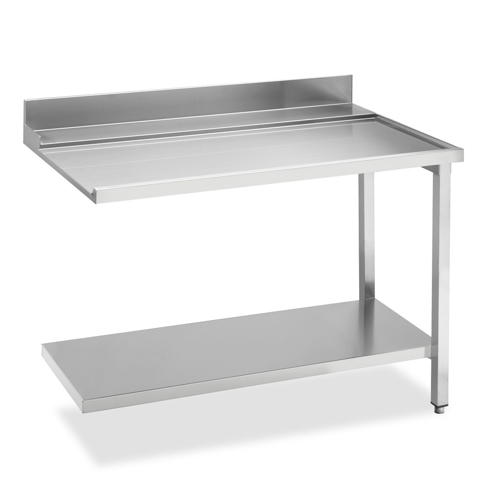 Smeg Professional Dishwash Tabling - Right Side 1200mm Exit Table With 100mm Splashback And Lower Shelf