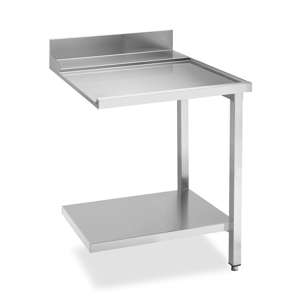 Smeg Professional Dishwash Tabling - Right Side 700mm Entry Table With 100mm Splashback And Lower Shelf