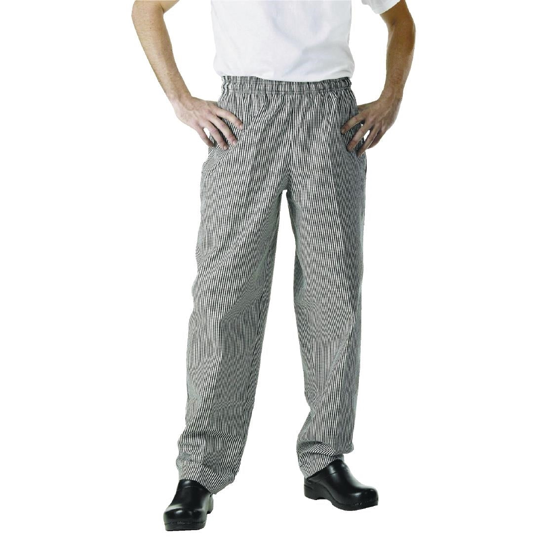 Chef Works Essential Baggy Pants Small Black Check S | A026-S