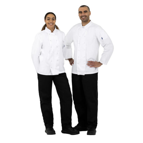 SA845 Whites Vegas Chefs Jacket Long Sleeve White Polycotton - Size L - A134-L (Pack 5)