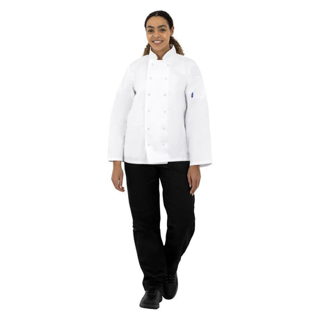 SA846 Whites Vegas Chefs Jacket Long Sleeve White Polycotton - Size M - A134-M (Pack 5)