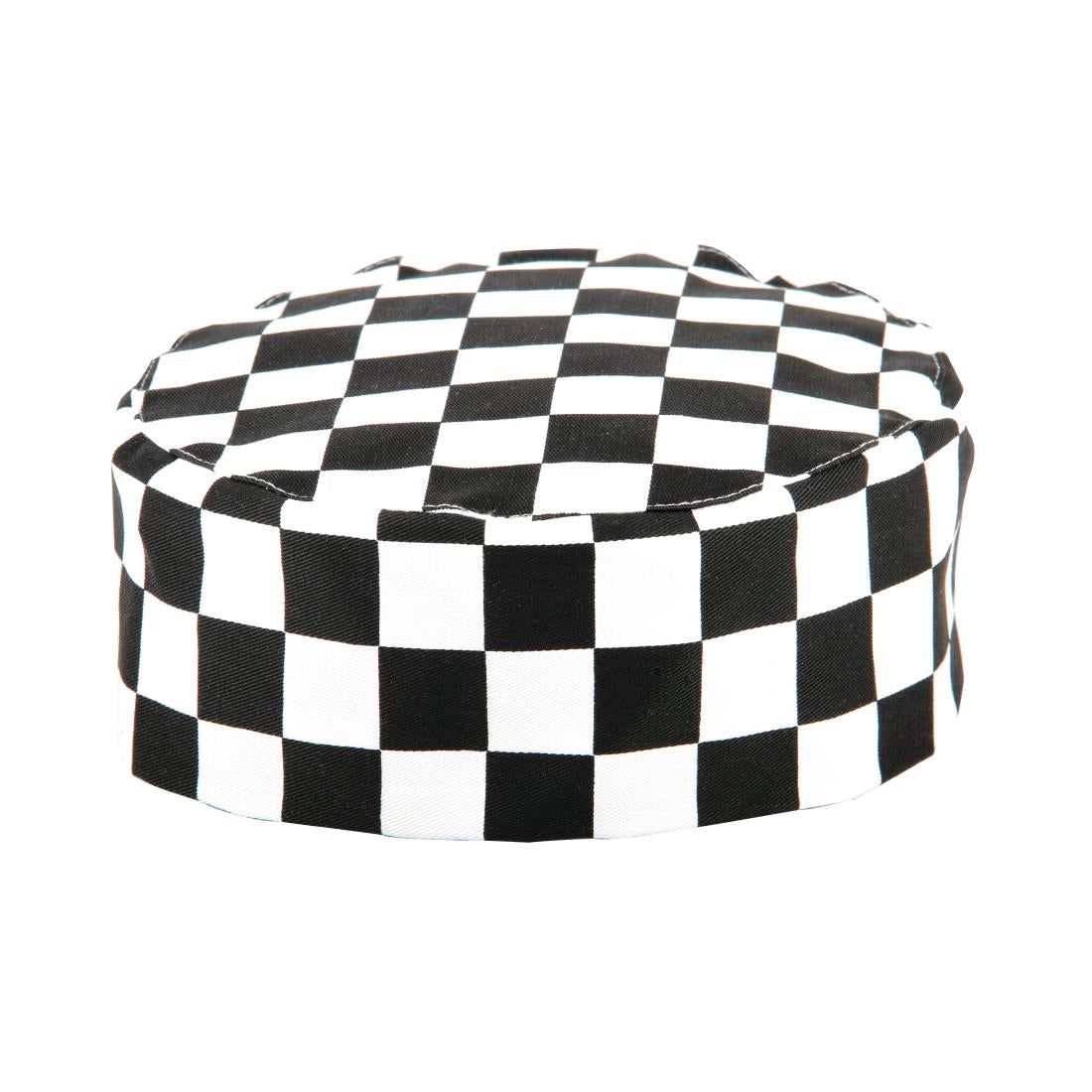 A161 Whites Chefs Skull Cap Big Black and White Check