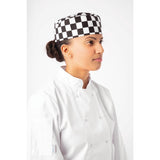 A161 Whites Chefs Skull Cap Big Black and White Check