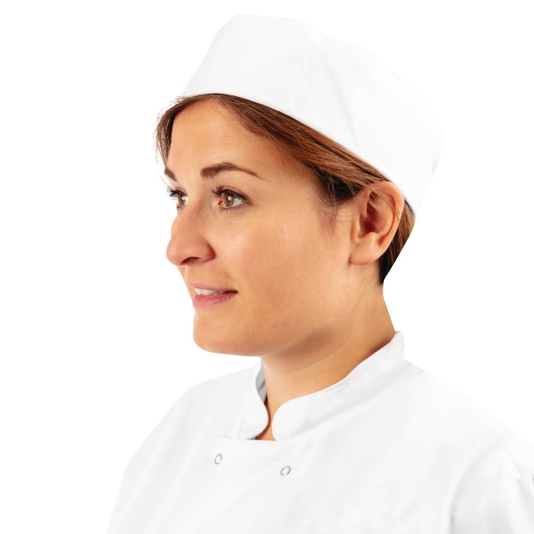 Whites Chefs Unisex Skull Cap Polycotton White - L | A203-L