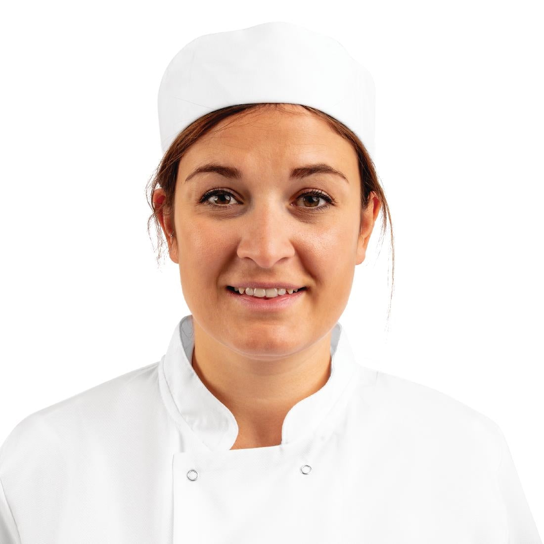 Whites Chefs Unisex Skull Cap Polycotton White - L | A203-L