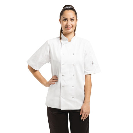 A211 Whites Vegas Unisex Chefs Jacket – Short Sleeve – White (XS–5XL)