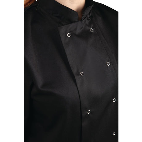 SA848 Whites Vegas Chefs Jacket Short Sleeve Black Polycotton - Size L - A439-L (Pack 5)