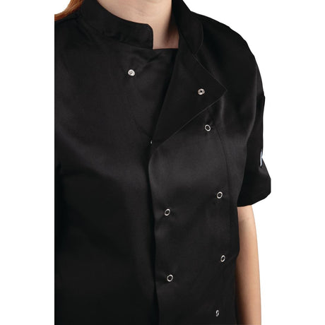 SA848 Whites Vegas Chefs Jacket Short Sleeve Black Polycotton - Size L - A439-L (Pack 5)