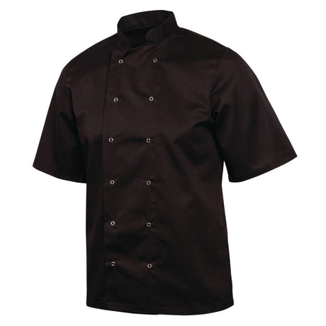 SA850 Whites Vegas Chefs Jacket Short Sleeve Black Polycotton - Size S - A439-S (Pack 5)