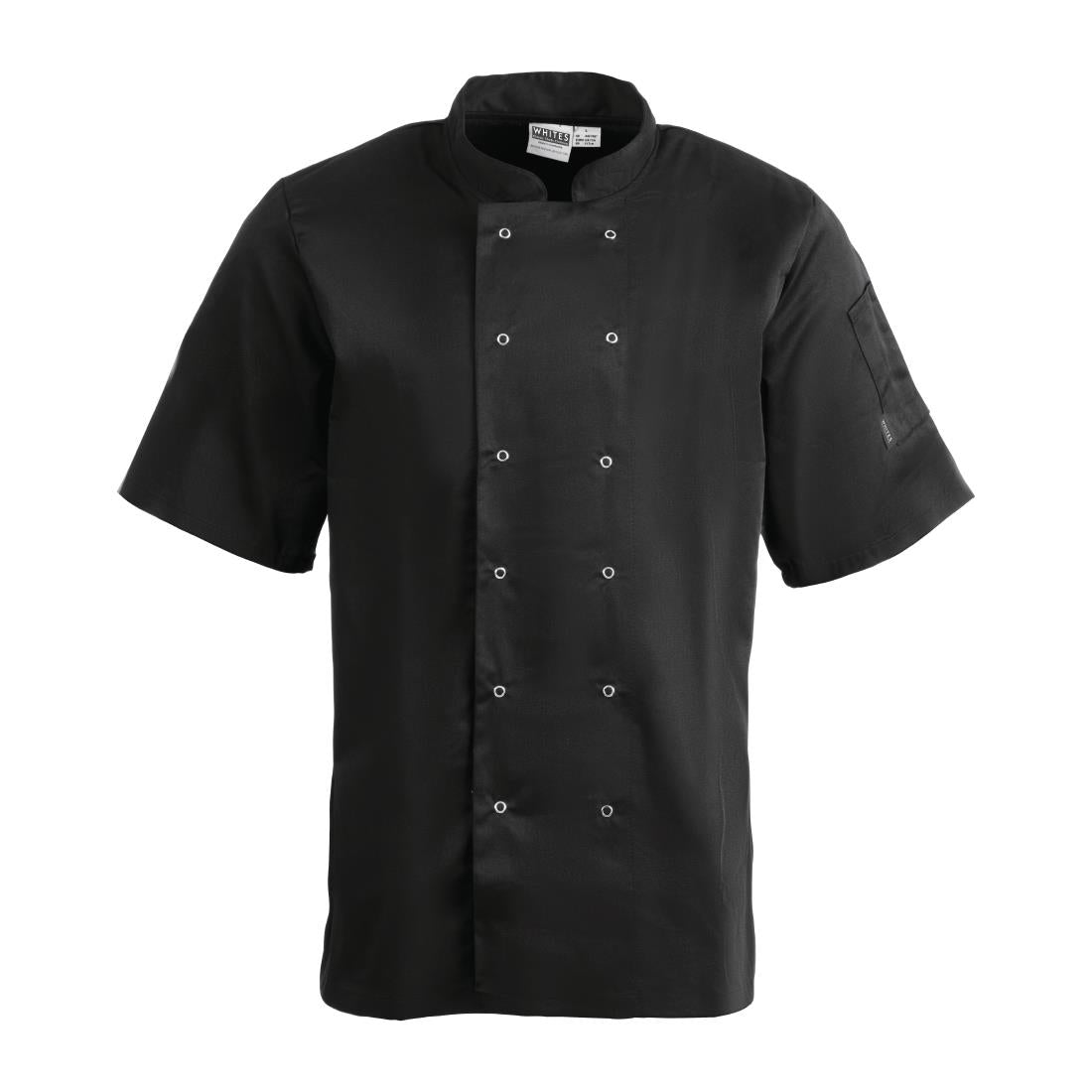 SA849 Whites Vegas Chefs Jacket Short Sleeve Black Polycotton - Size M - A439-M (Pack 5)