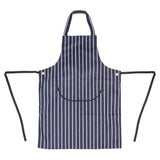 A535 Whites Butchers Apron   Navy Stripe with Pocket