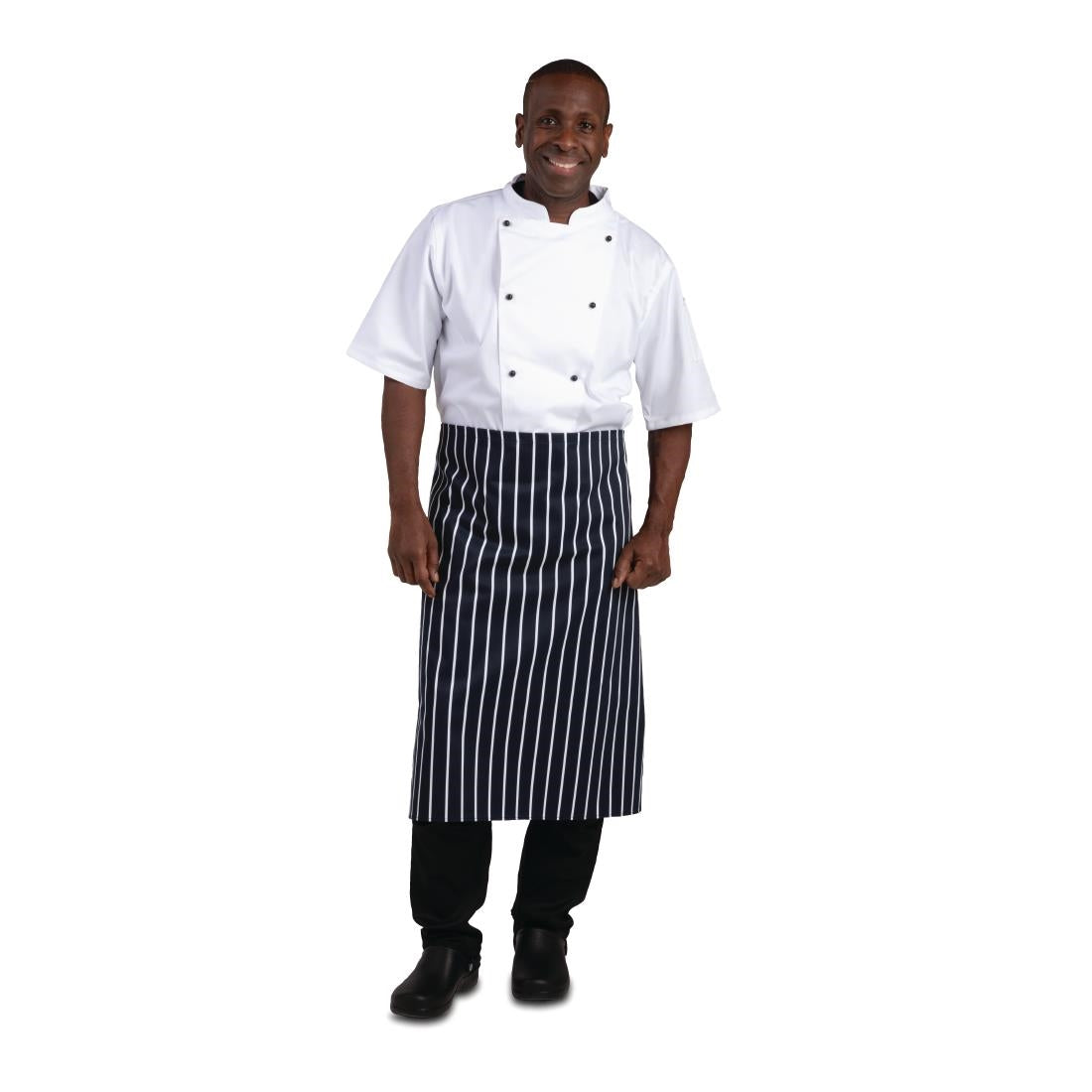 A647 Whites Butchers Waist Apron  Blue and White Stripe