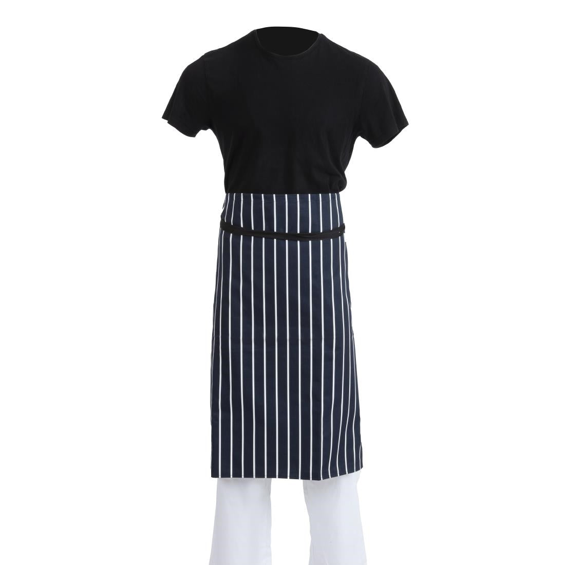 A647 Whites Butchers Waist Apron  Blue and White Stripe