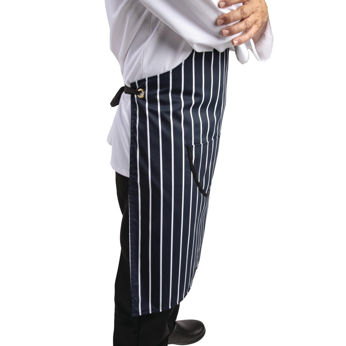 A662 Whites Butchers Apron   Navy Stripe Extra Large