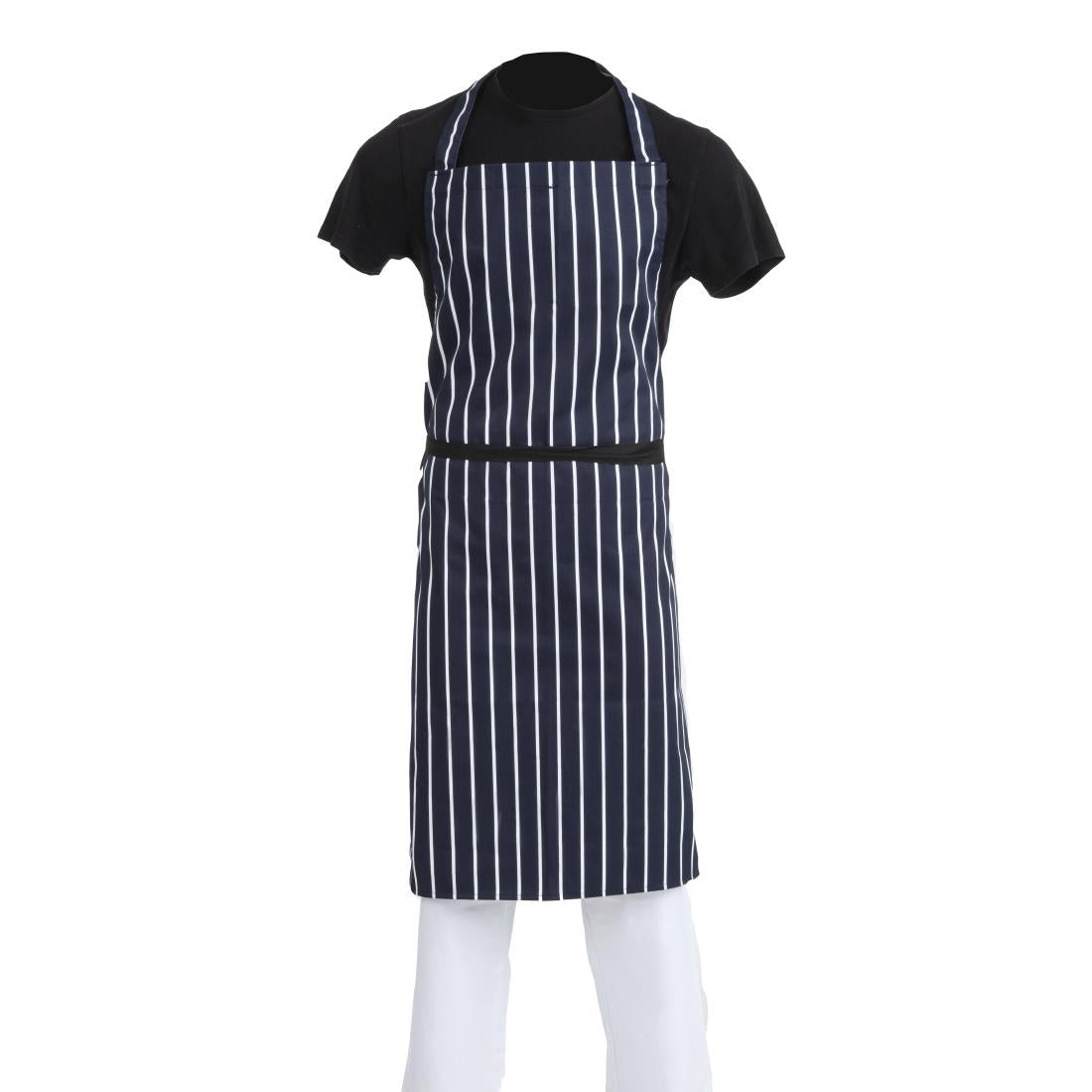 A662 Whites Butchers Apron   Navy Stripe Extra Large