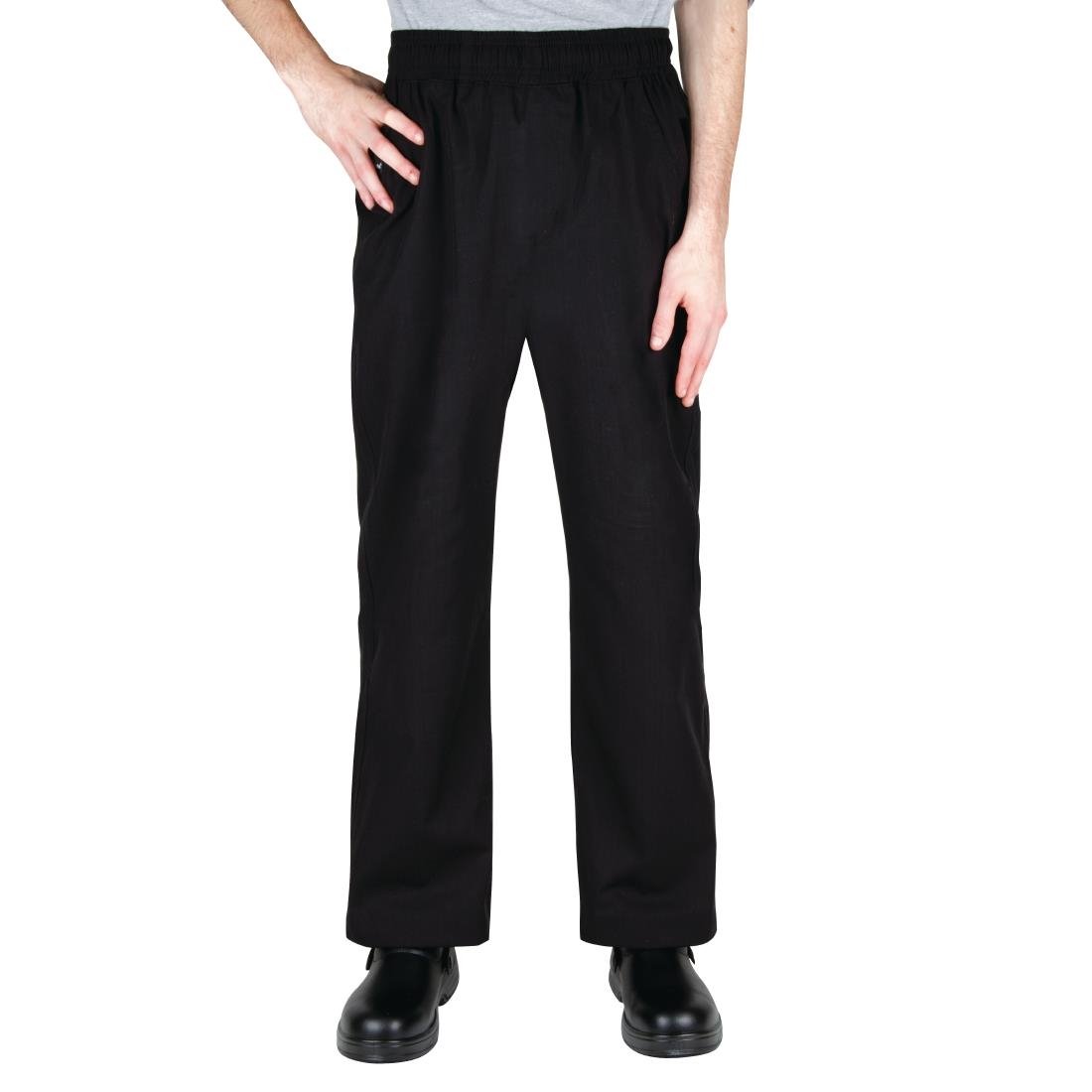 A695-XS Chef Works Unisex Better Built Baggy Chefs Trousers Black XS