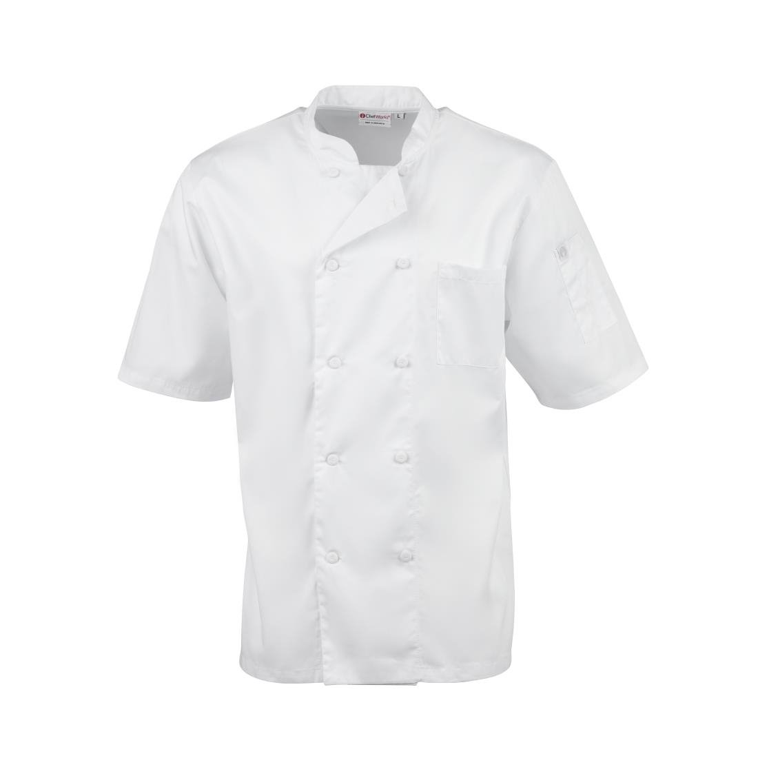 A914-S Chefs Works Montreal Cool Vent Unisex Short Sleeve Chefs Jacket White S