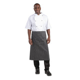 A938 Whites Butchers  Waist Apron Black and White Stripe