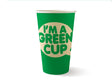 Single Wall BioCup - "I'm A Green Cup" - Smooth - 510ml / 16oz (90mm) - 1000/ctn - "I'm a Green Cup" aqueous green - BioPak commercial catering consumable