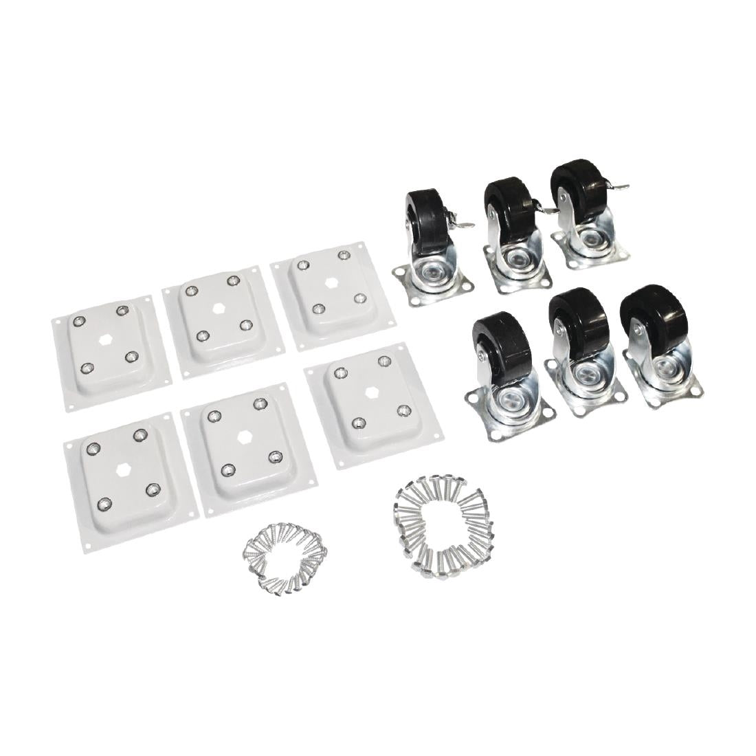 AJ450 Polar Standard and Braked Castors including fixings for Chest Freezers (Pack of 6)