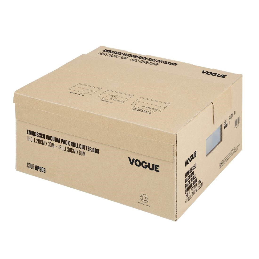 AP909 Vogue Vacuum Pack Roll with Cutter Box (Embossed) 200mm & 300mm Twin Pack