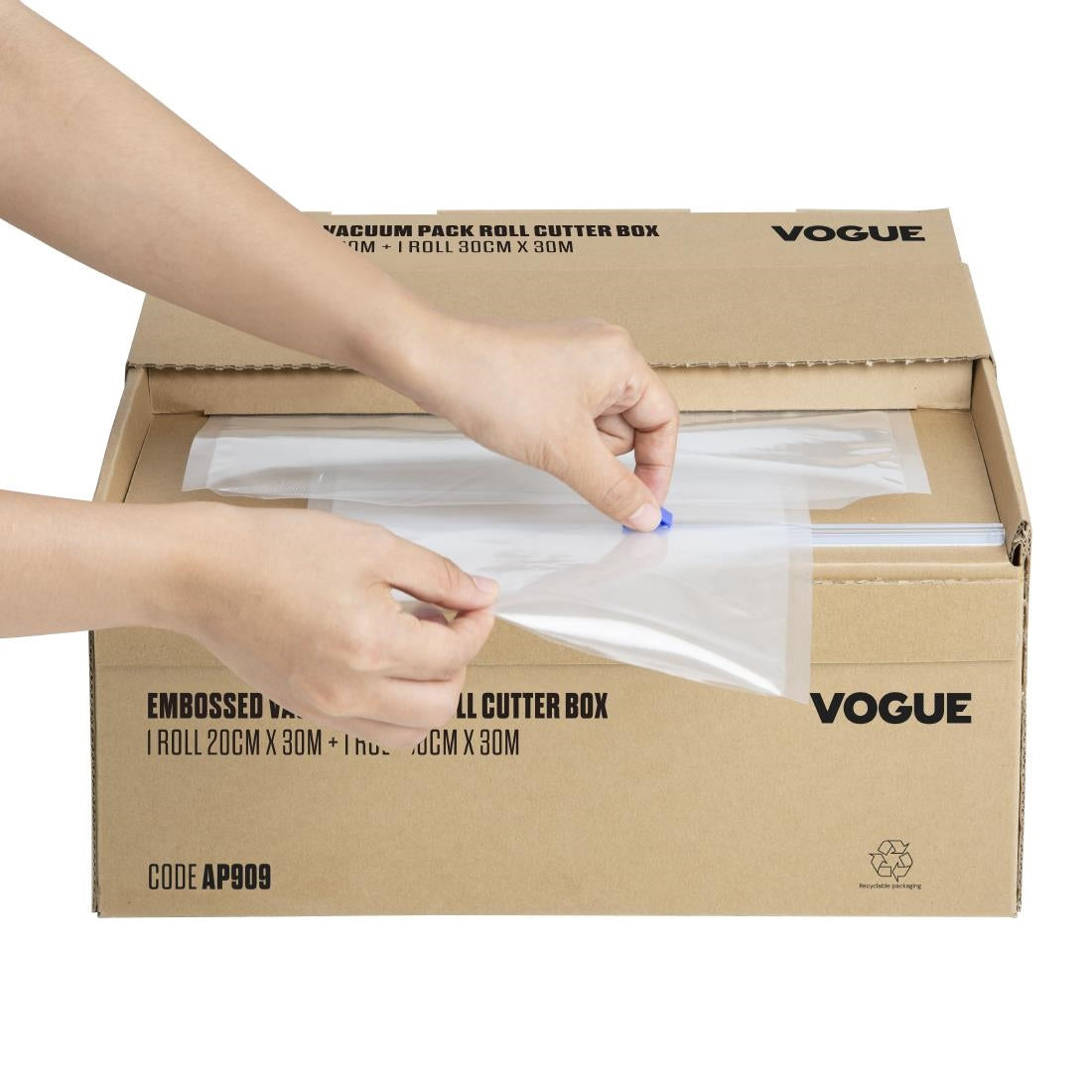 AP909 Vogue Vacuum Pack Roll with Cutter Box (Embossed) 200mm & 300mm Twin Pack